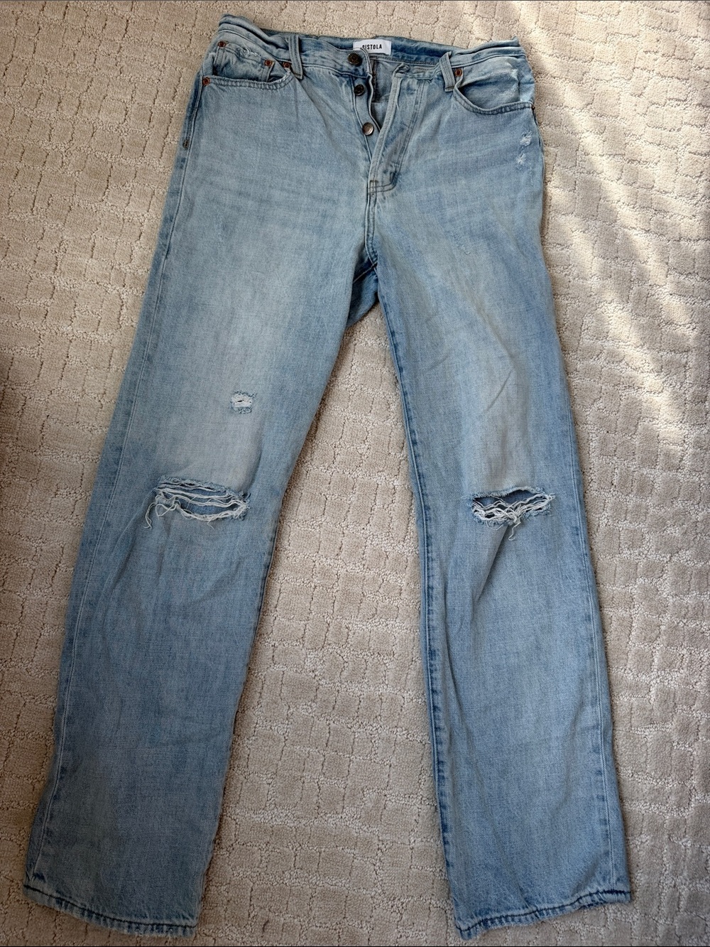 pistola Light Wash Distressed Straight-Leg Jeans